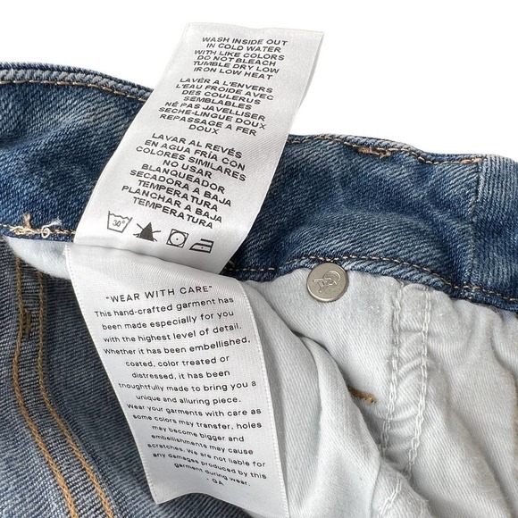 Good American Good Curve Crop Skinny Blue Distressed High Rise Denim Jean 6 / 28 - Picture 9 of 9